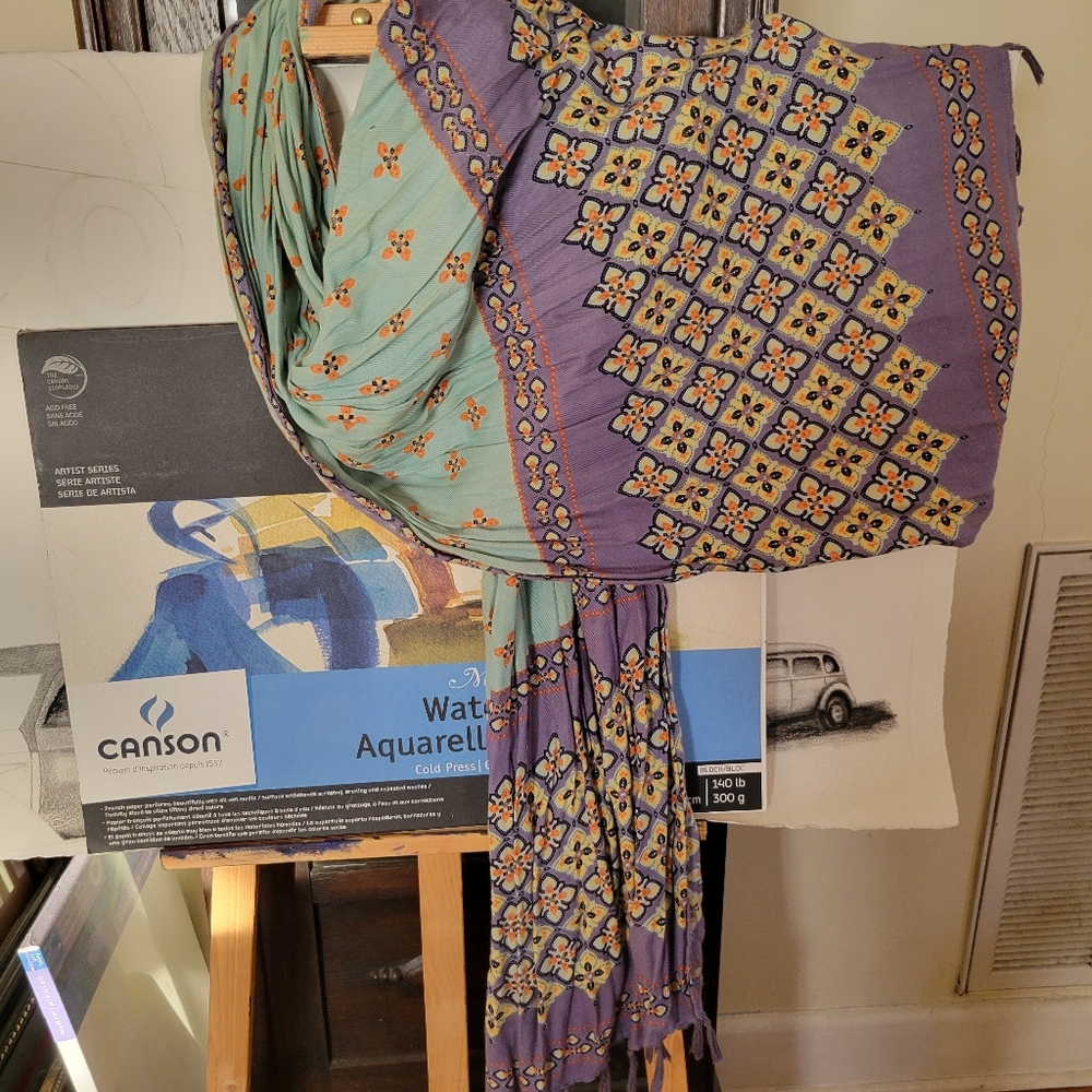 Old Navy Purple and Orange Patterned Scarf